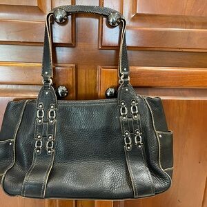 Vintage Cole Haan Black Leather Embellished Handbag